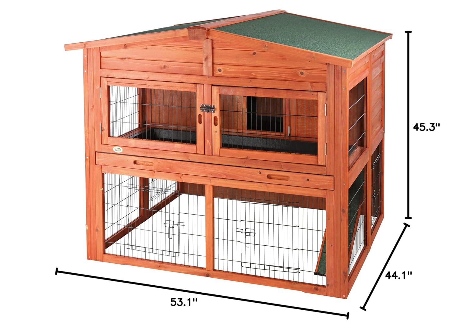 TRIXIE Deluxe 2-Story Rabbit Hutch with Run, Attic Storage Ramp, Ideal for Rabbits Guinea Pigs