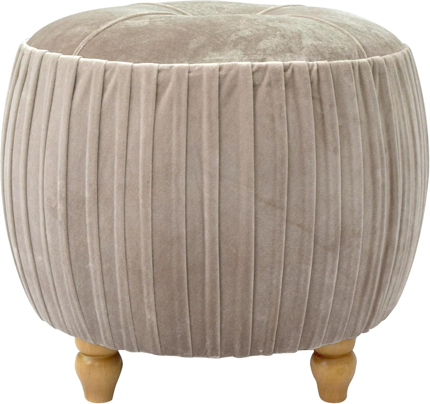 Helena Velvet Small Round Ottoman Beige N/A