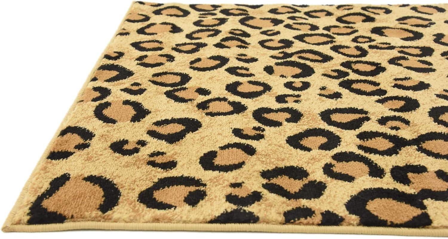 Unique Loom Leopard Wildlife Rug Light Brown/Black 3' 3" x 5' 3" Rectangle Animal Print Contemporary Perfect For Living Room Bed Room Dining Room Office