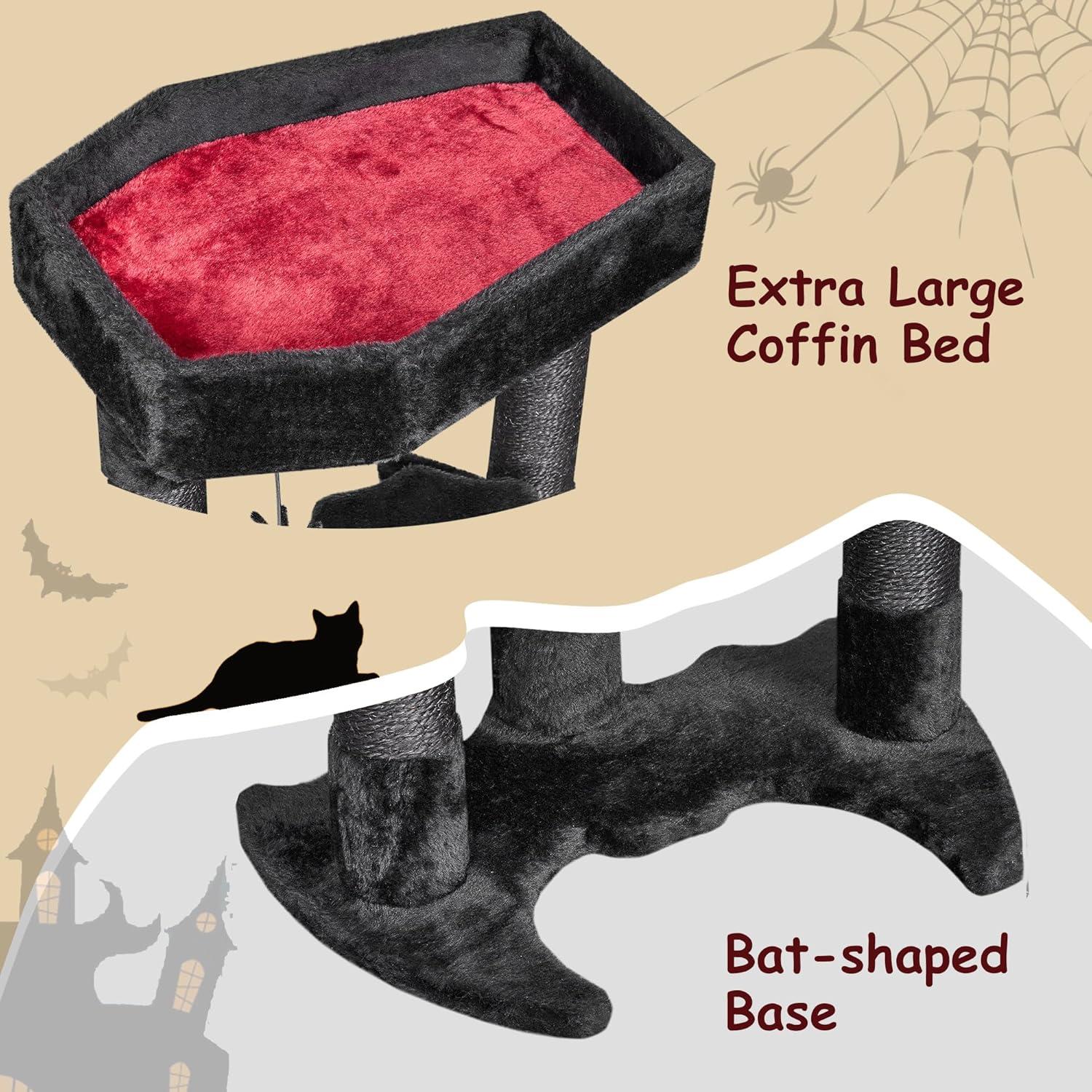 Gothic Cat Tree with Coffin, Gothic Cat Tower with Condo