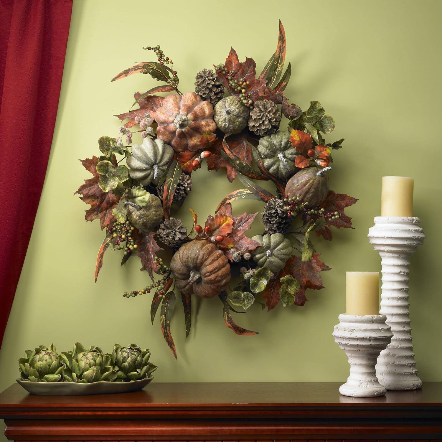 Nearly Natural 24-in Pumpkin & Gourd Wreath