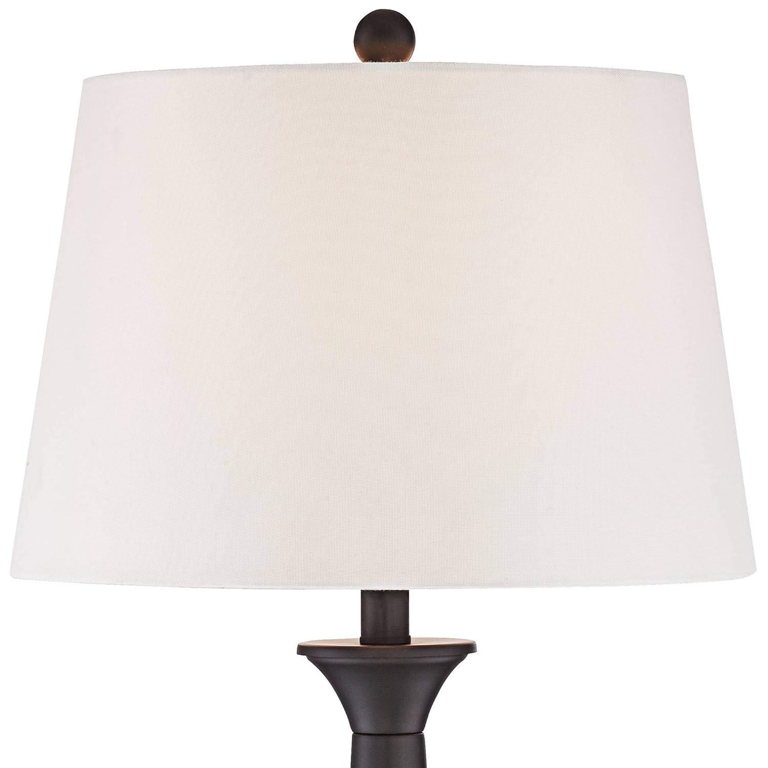 360 Lighting Dolbey Rustic Farmhouse Table Lamps 28" Tall Set of 2 Bronze Off White Drum Shade for Bedroom Living Room Bedside Nightstand Office House