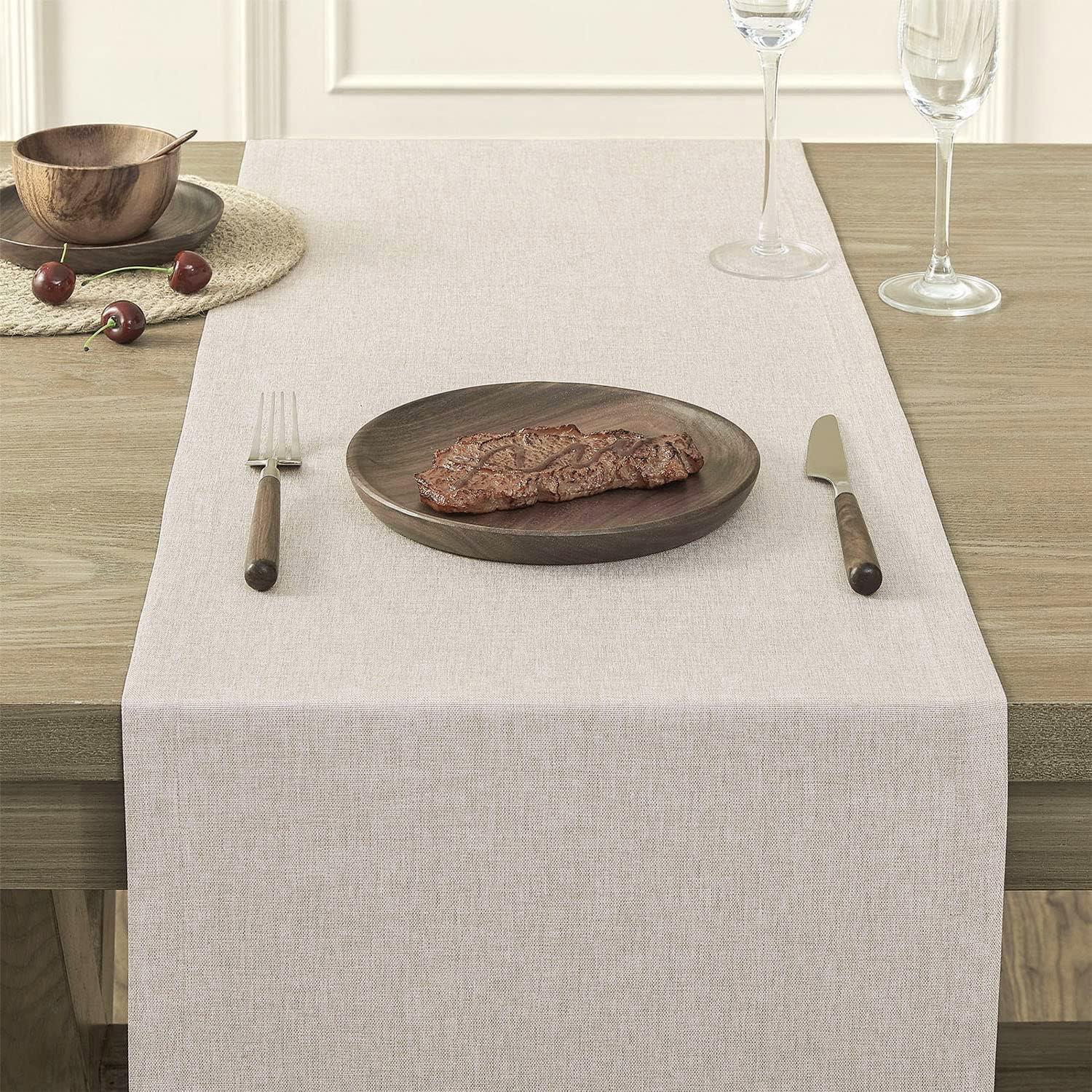 Design Imports Stone Brown Solid Chambray Table Runner 14X72