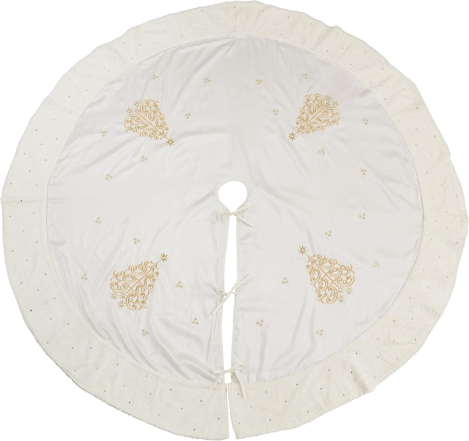 Saro Lifestyle Holiday Cheer Embroidered Tree Skirt