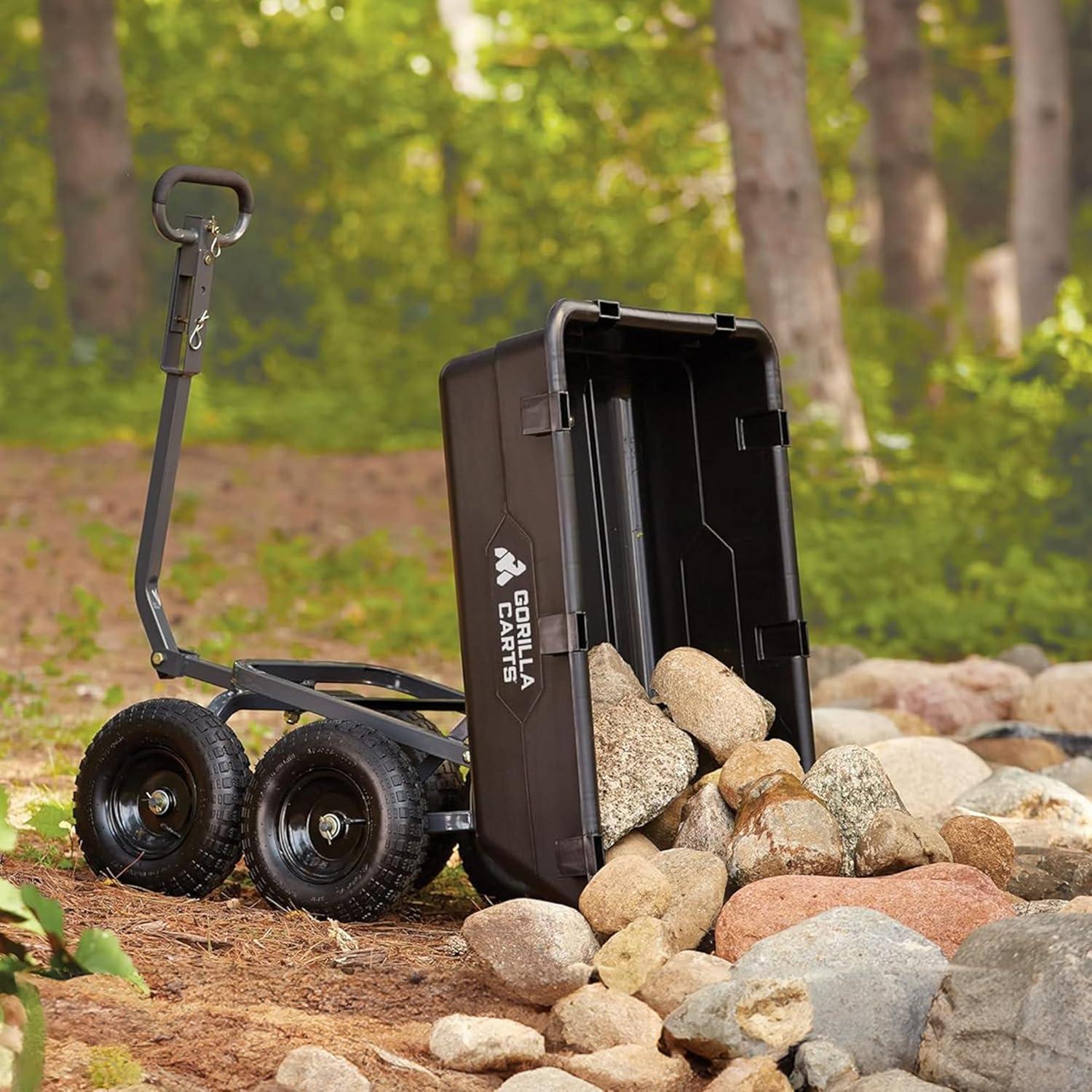 Heavy-Duty Black Alloy Steel Outdoor Hauler with Pneumatic Wheels