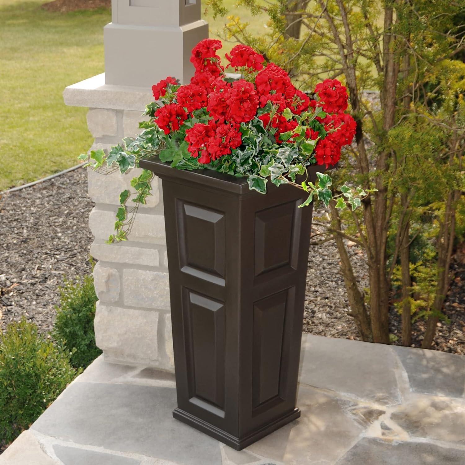 Espresso 32" Nantucket Tall Self-Watering Polyethylene Planter