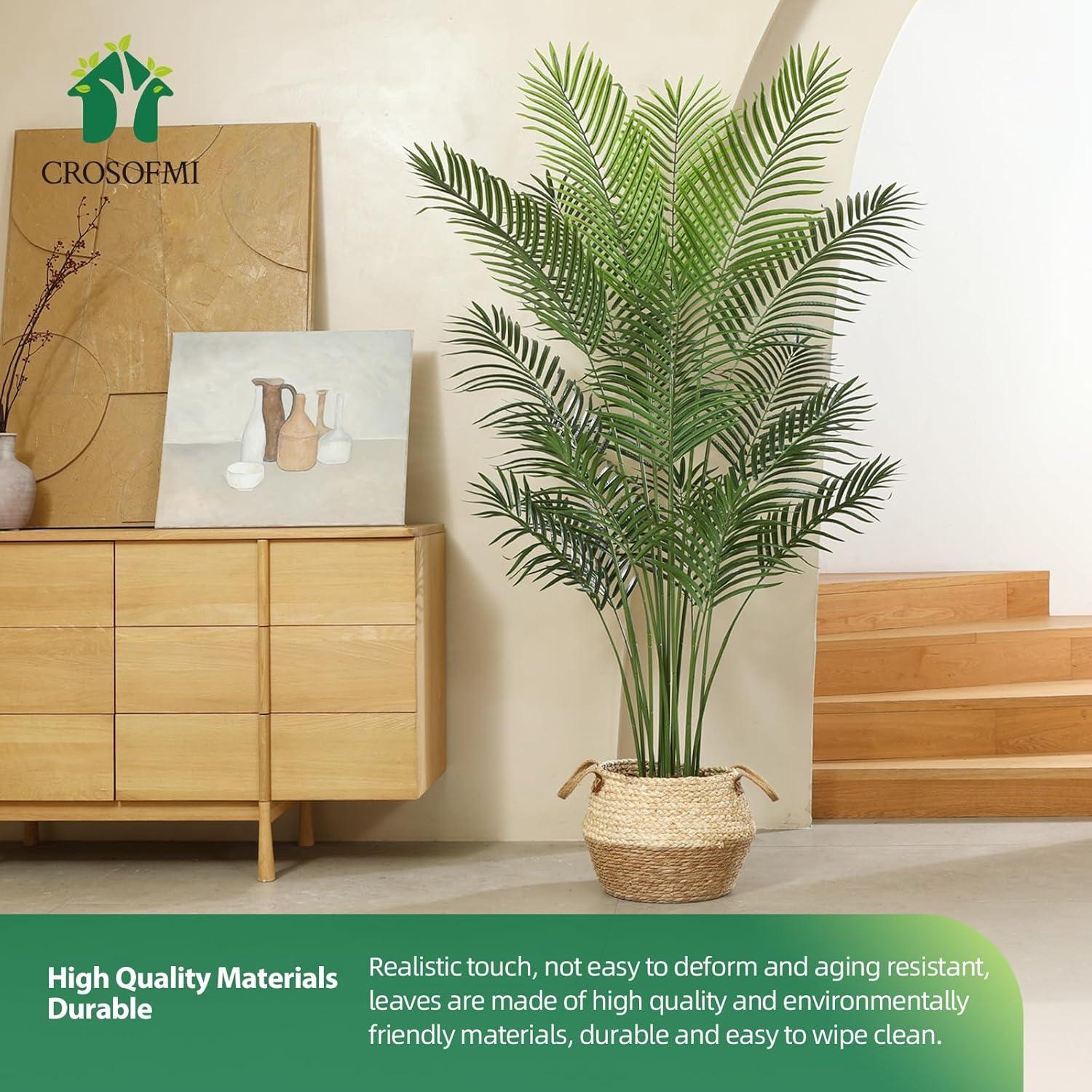 Artificial Areca Palm Plant 5Ft Fake Tropical Palm Tree, Perfect Faux Dypsis Lutescens Plants in Pot for Indoor Outdoor House Home Office Garden Modern Decoration Housewarming Gift,1Pcs