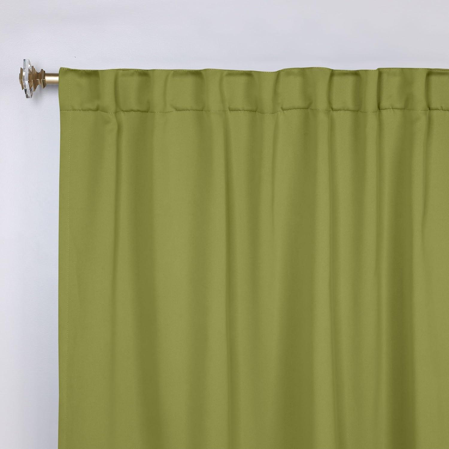 Sage Polyester Blackout Back Tab Curtains 52" x 84" Set of 2