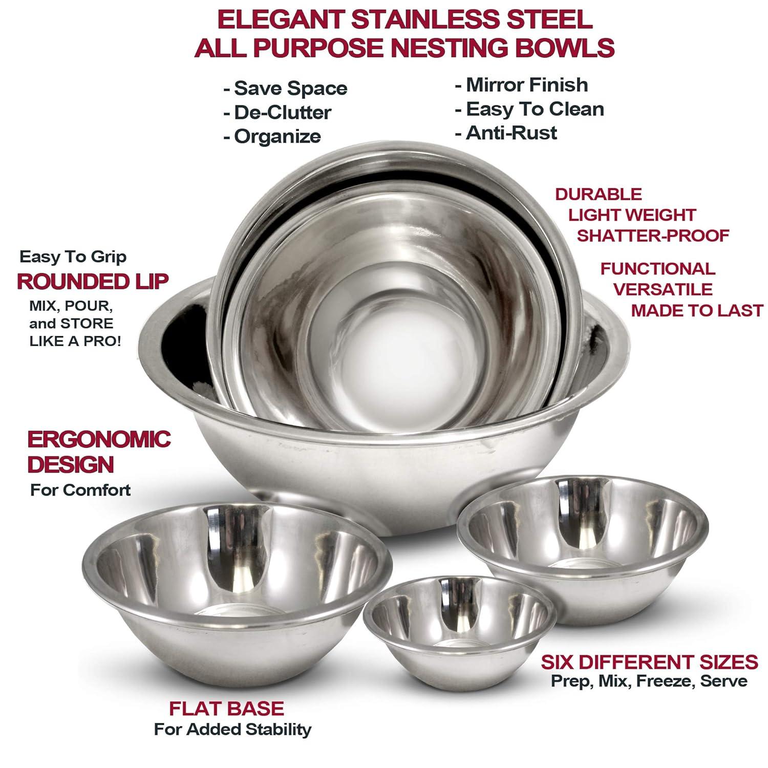 Homeaid 6 Piece Stainless Steel Mixing Bowl Set & Reviews | Wayfair
