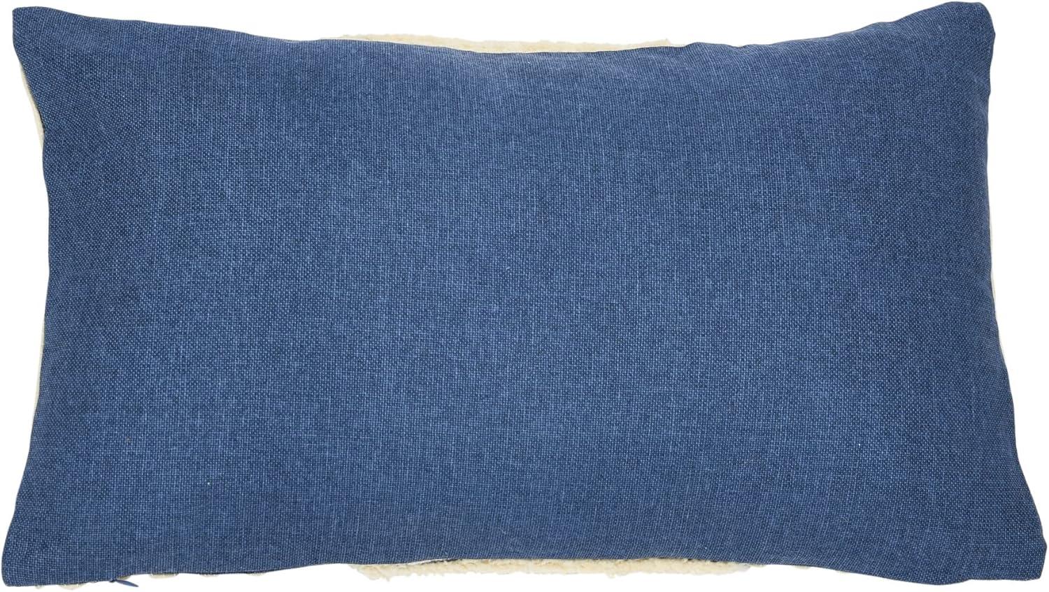 Creative Co-Op Cotton Tufted Lumbar Pillow with Embroidered Rope Stripes