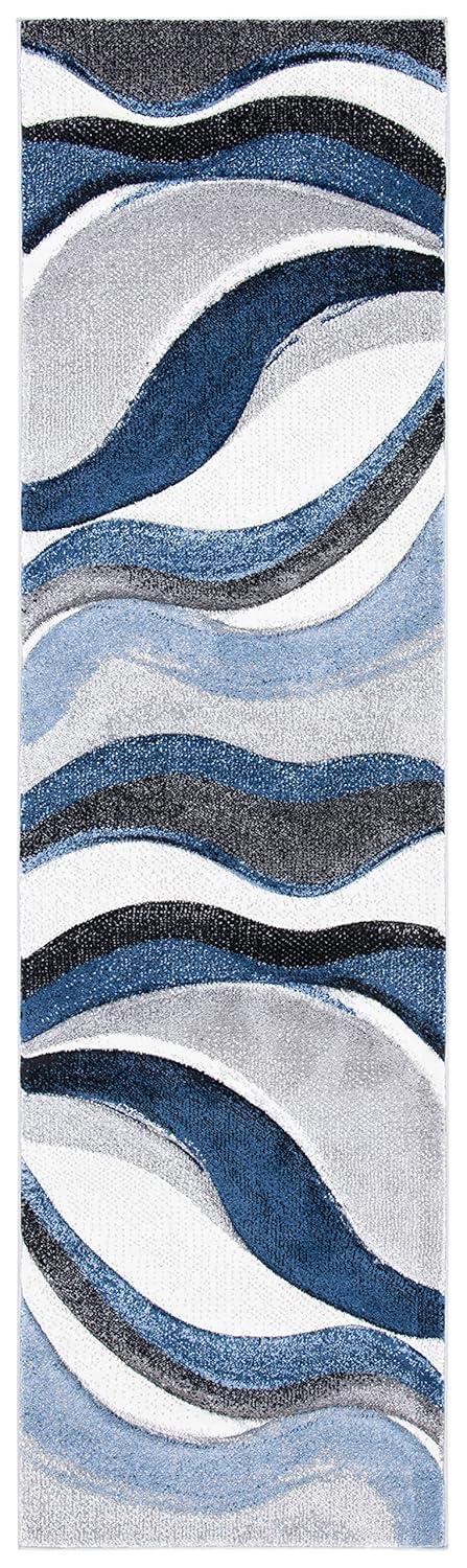 Hollywood HLW766 Power Loomed Indoor Runner Rug - Grey/Blue - 2'3"x22' - Safavieh