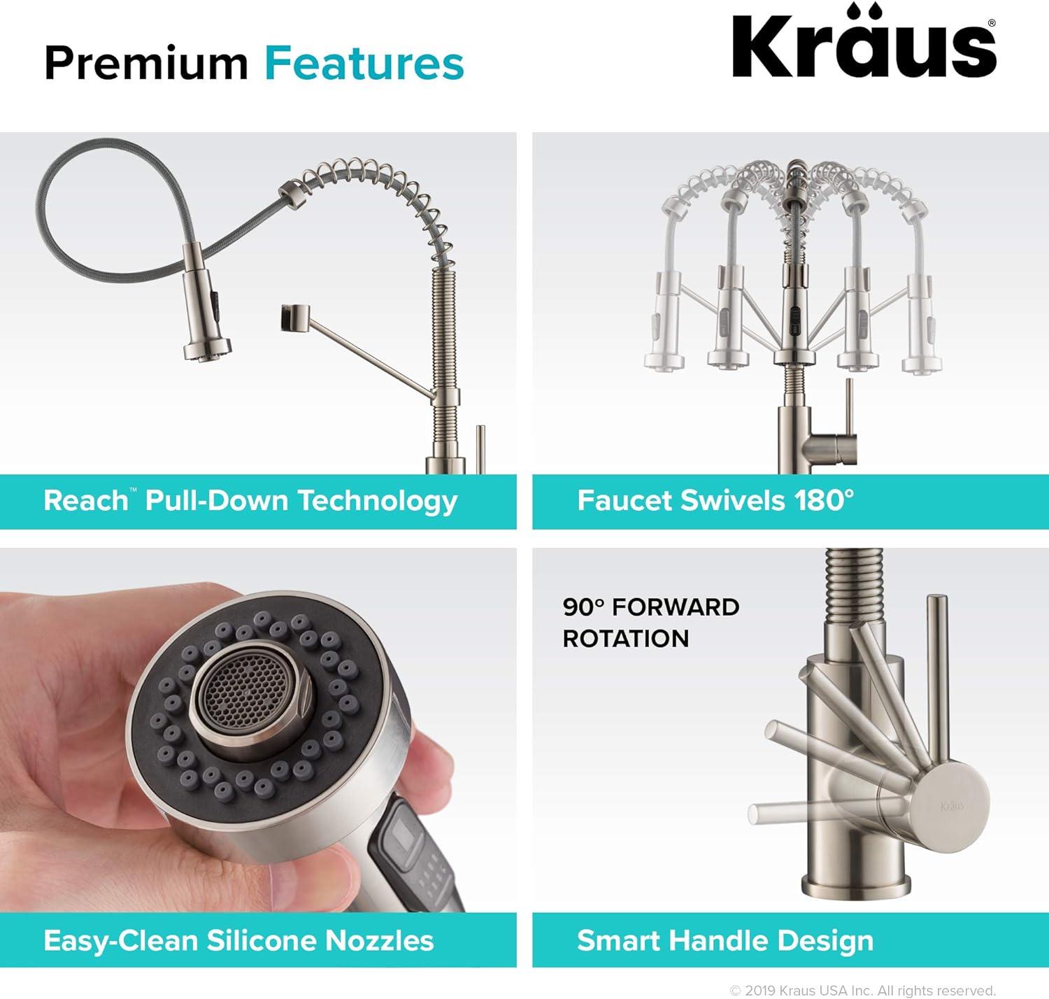 KRAUS Bolden Commercial Style 2-Function Single Handle Pull Down Kitchen Faucet