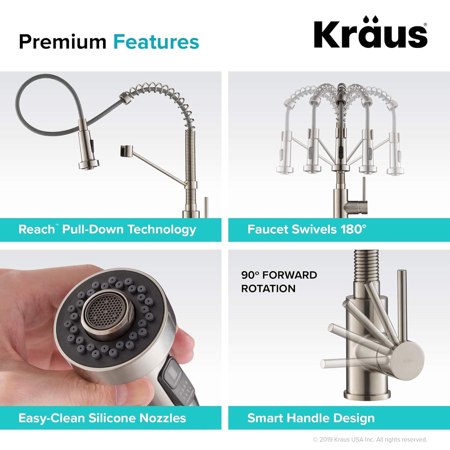 KRAUS Bolden Commercial Style 2-Function Single Handle Pull Down Kitchen Faucet