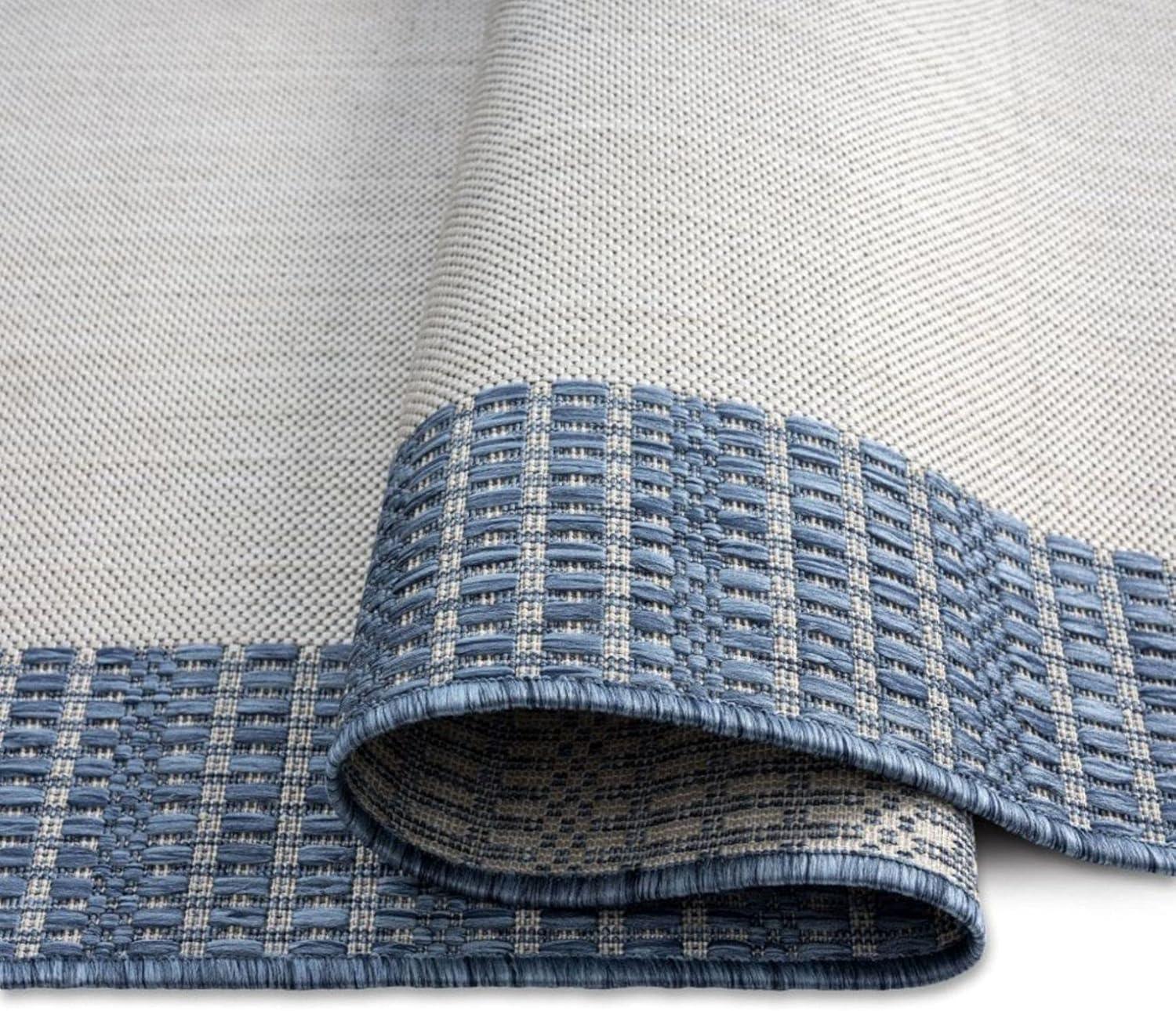 5'2" x 7'2" New York Patio Country Landry Indoor/Outdoor Rug Gray/Blue - Nicole Miller: UV & Weather-Resistant