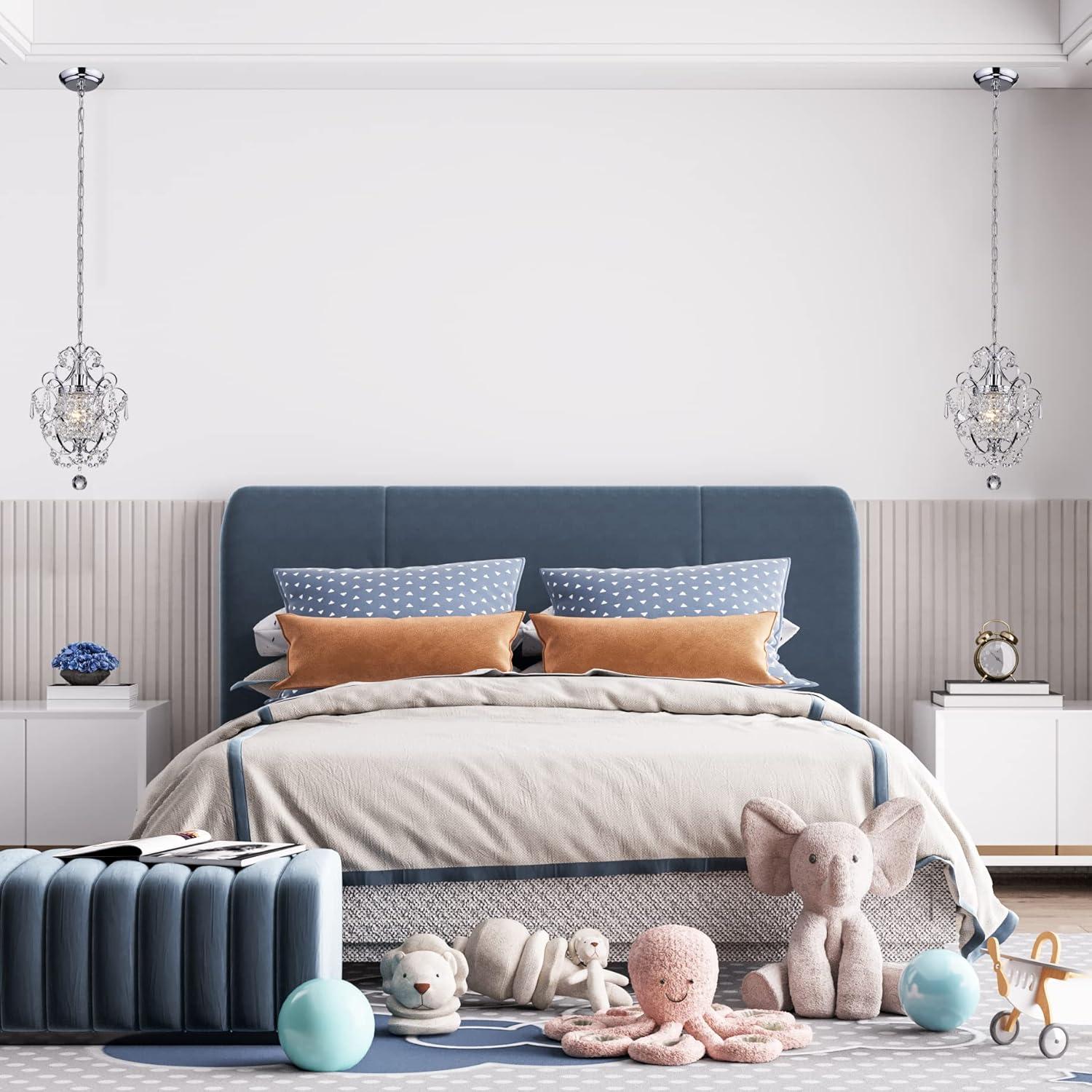 Edvivi Lighting Chrome Finish 1-Light Glam Mini Pendant with Crystal