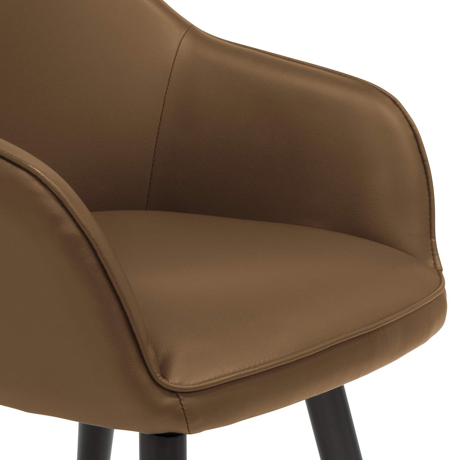 Dome Swivel Office/Dining/Guest Accent Chair with Arms Faux Leather Caramel Brown - Studio Designs Home
