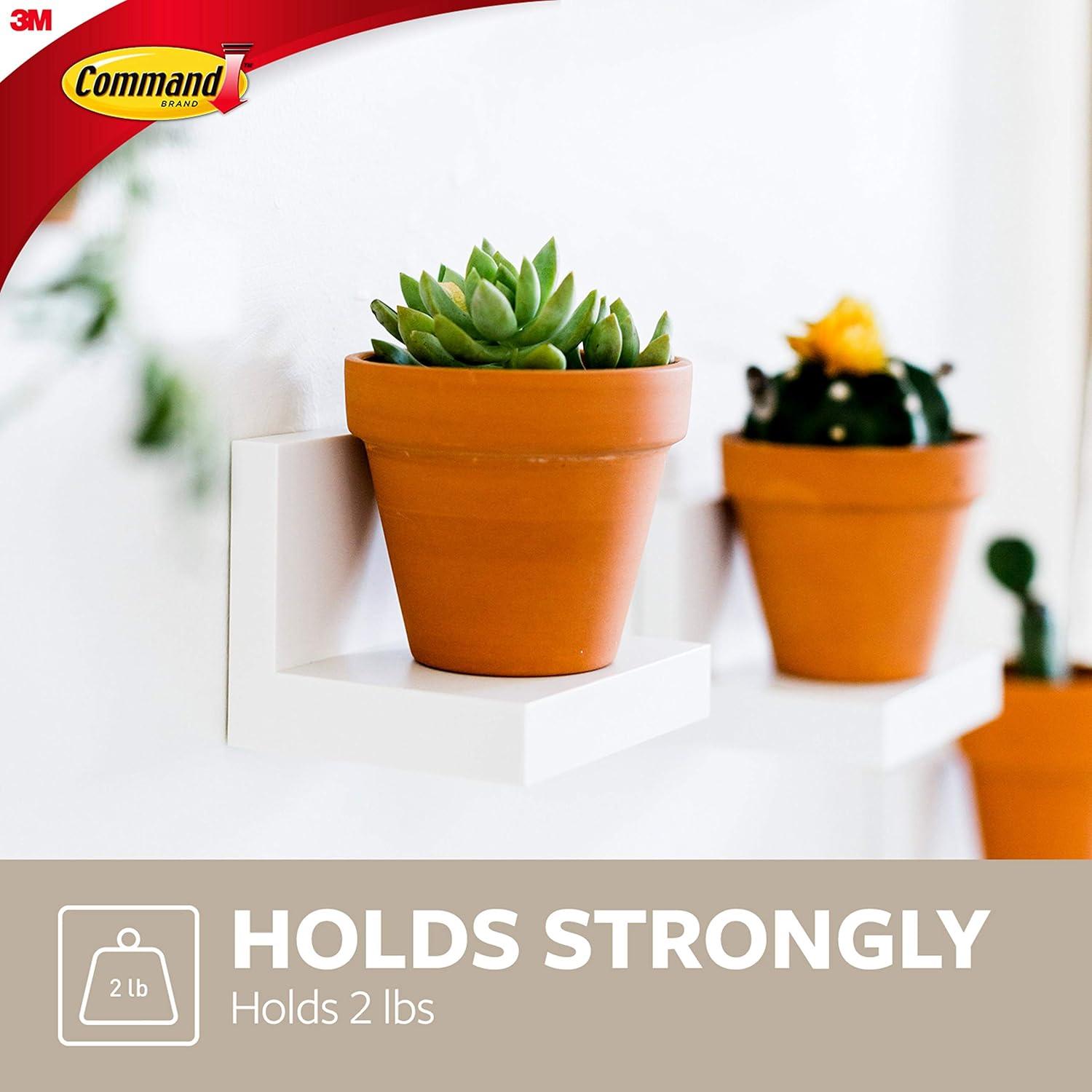 Command Display Ledges White: Floating Wall Shelf Set, 2 Picture Ledges, Off-White, Plastic, No Tools Needed