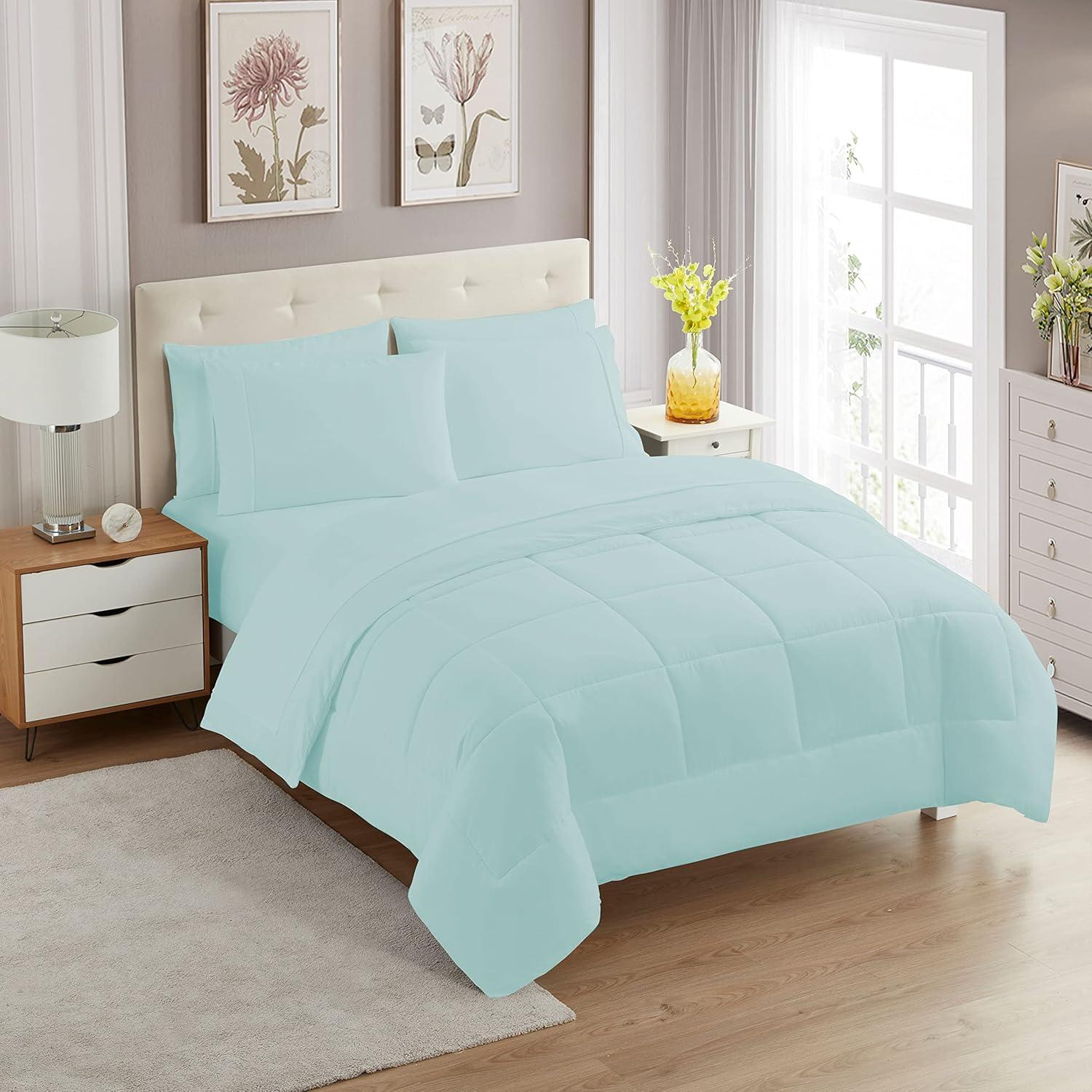 All Season Bed-in-A-Bag Solid Color Comforter & Sheet Set Ultra Soft Bedding by Sweet Home Collection®