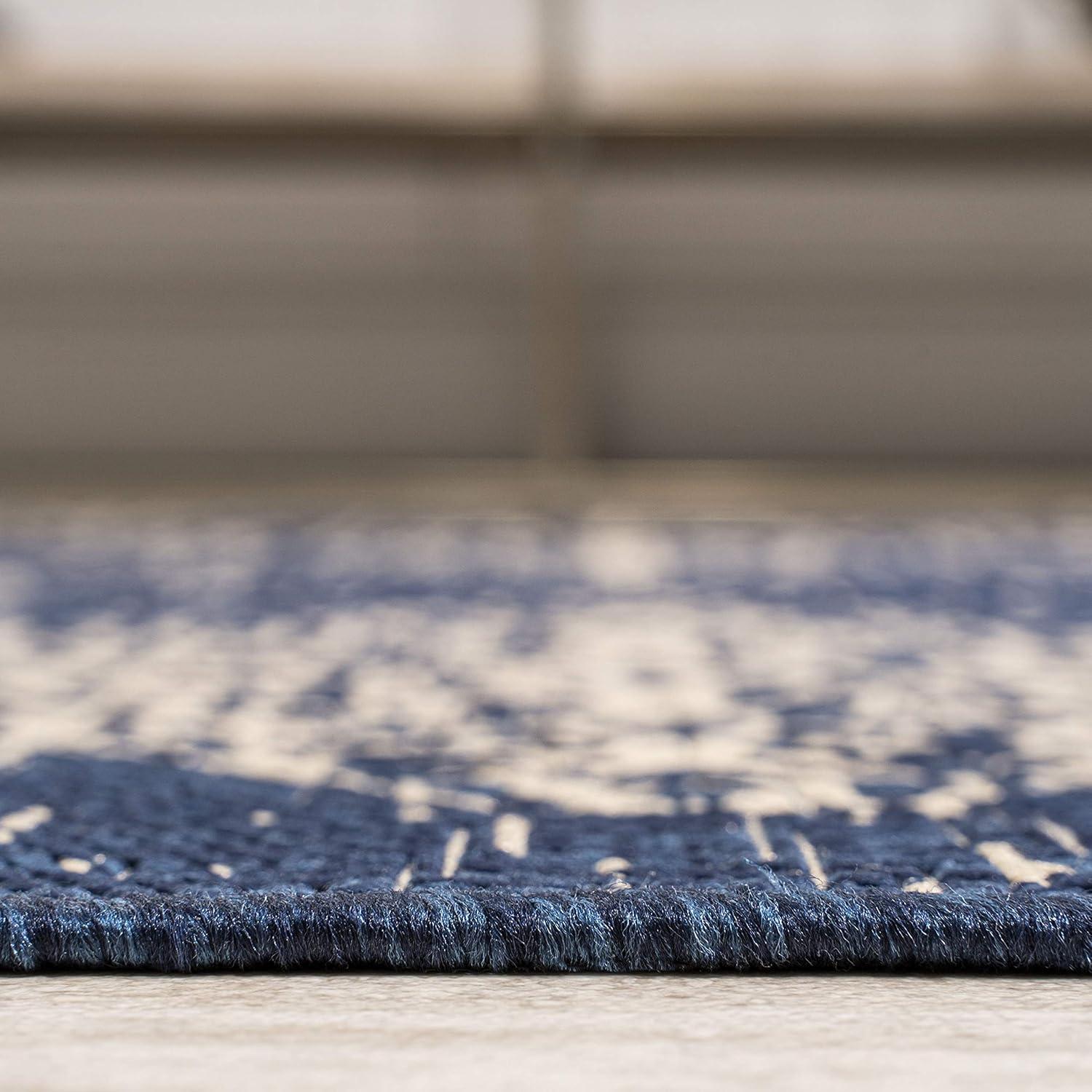 JONATHAN Y SMB121A-28 Tuscany Ornate Medallions Navy/Beige 2 ft. x 8 ft. Indoor/Outdoor Runner Rug, Casual, Pet Friendly, Stain Resistant, Easy to Clean, for Patio, Living Room; Kitchen, Bedroom