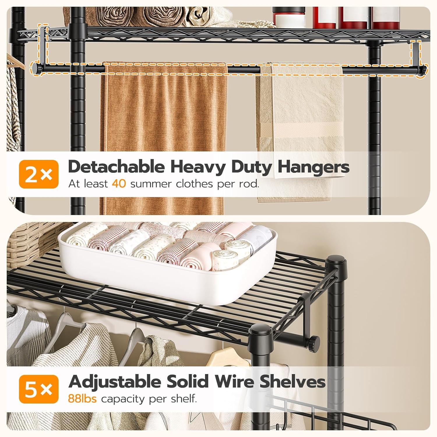 Kselythan Over Washer and Dryer Shelves,57.4" W Heavy Duty Laundry Room Storage Organization Clothes Drying Rack,Height Adjustable Towel Racks with Hamper and Hooks,Space Saving Shelf