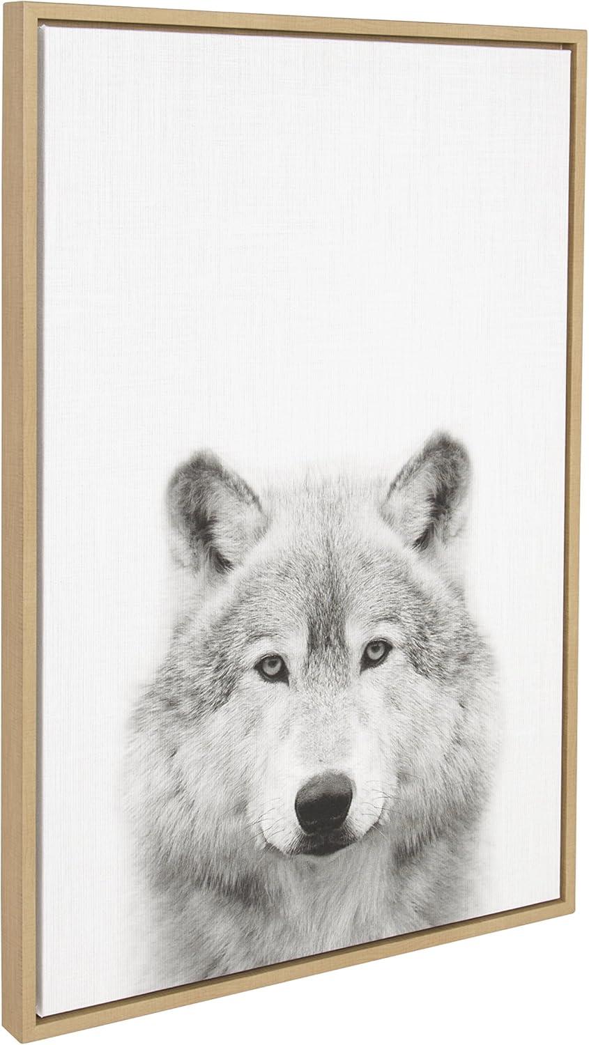 33" x 23" Sylvie Wolf Animal Print And Portrait By Simon Te Tai Framed Wall Canvas - Kate & Laurel