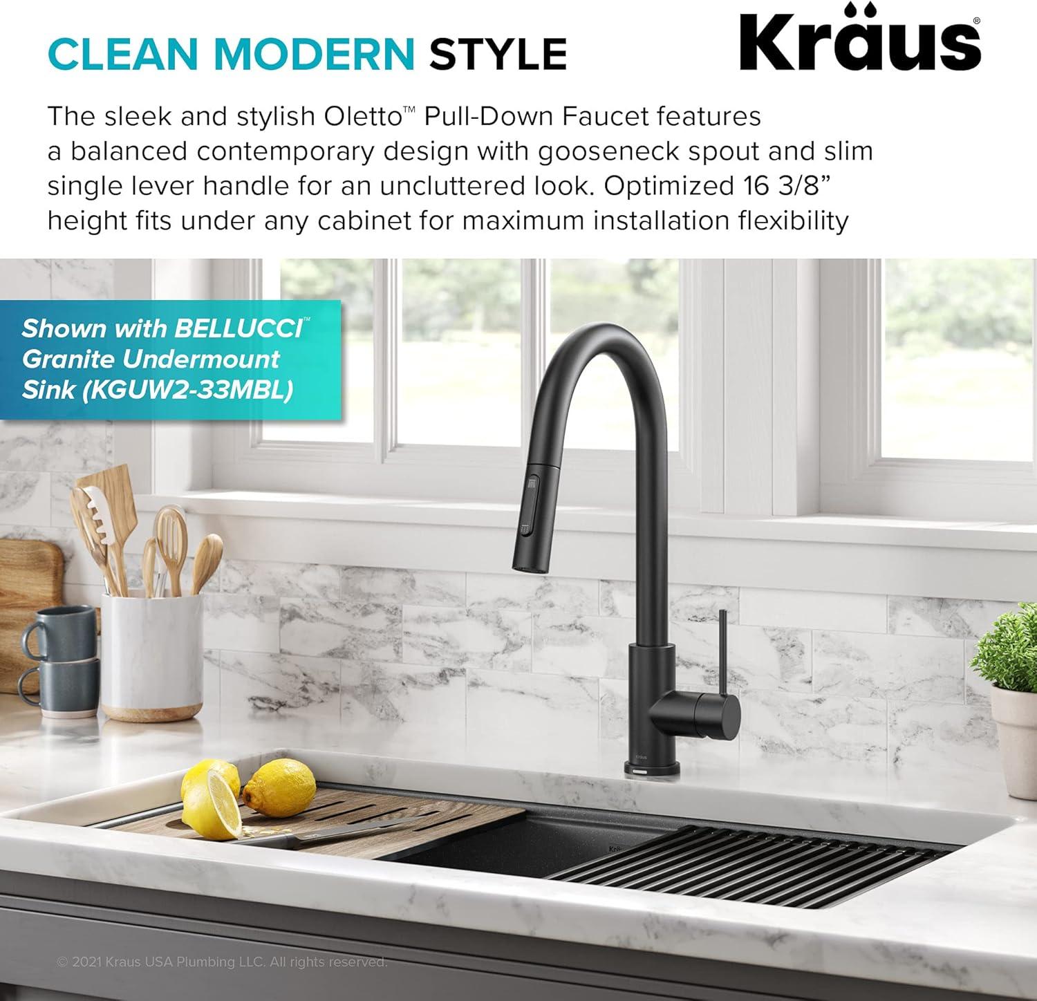 Matte Black Touch-Control Kitchen Faucet with Pull-Down Sprayer