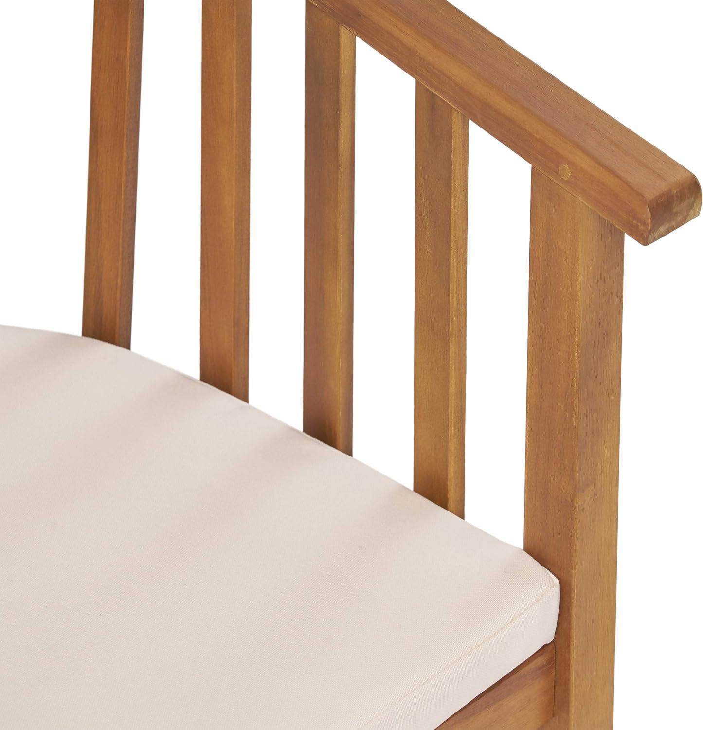 GDFStudio Rosin Outdoor Acacia Wood Dining Chairs with Cushion (Set of 2), Cream/Teak