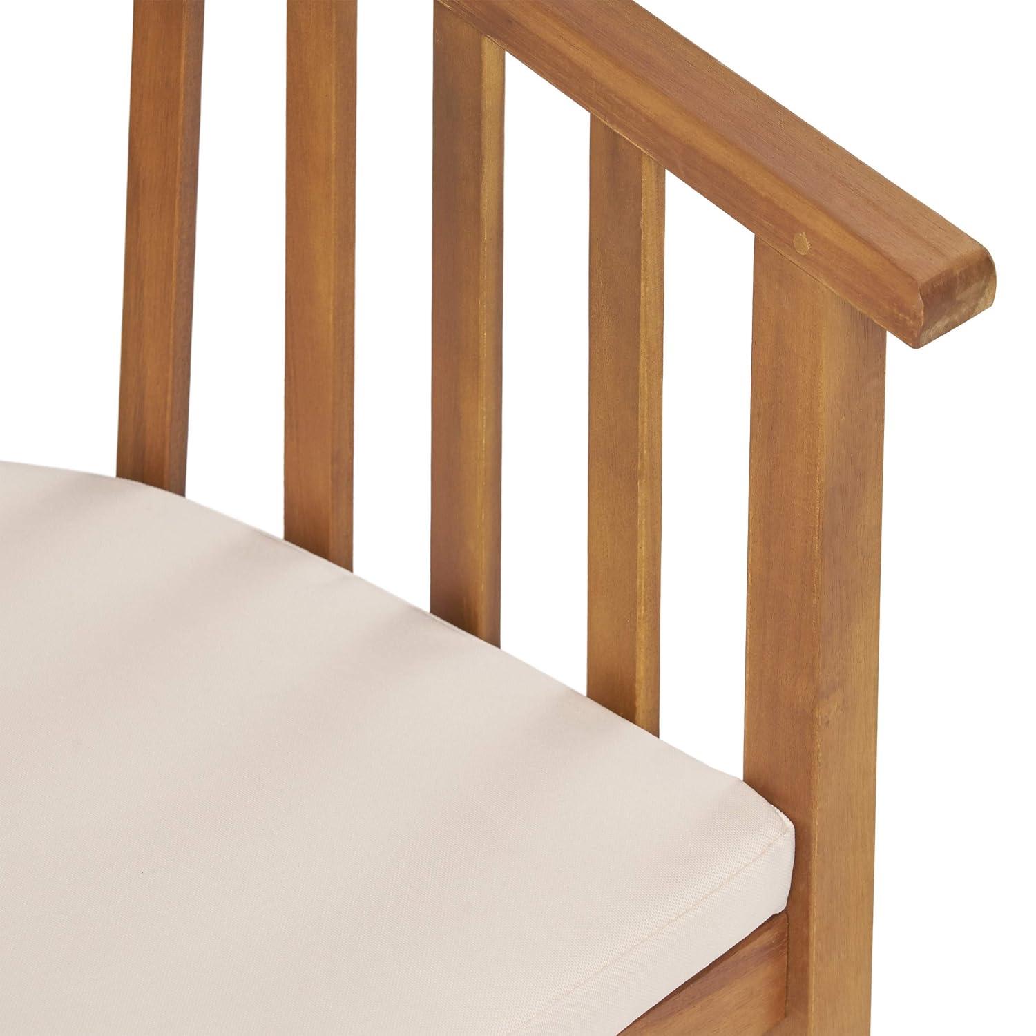 GDFStudio Rosin Outdoor Acacia Wood Dining Chairs with Cushion (Set of 2), Cream/Teak