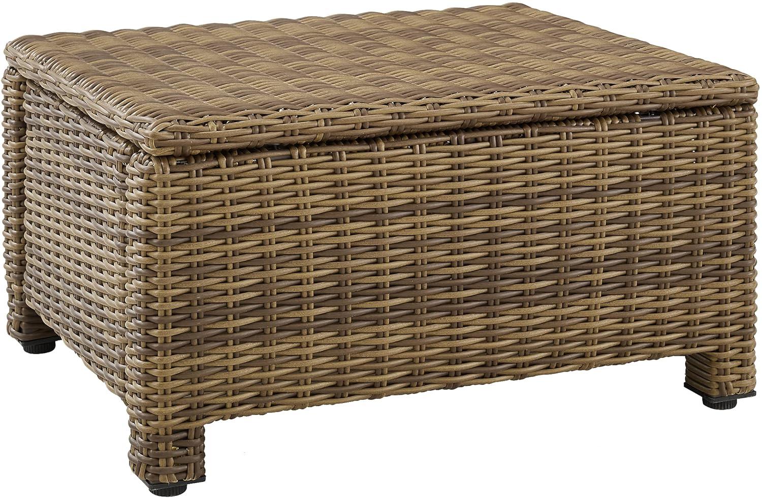 Crosley Furniture Bradenton 25"Fabric Outdoor Ottoman in Sand/Brown