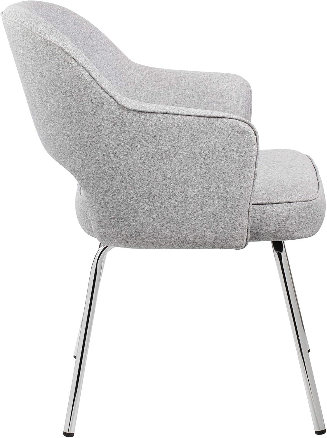 Guest Chair Gray Linen - Boss Office Products: Chrome Base, Mid-Century Modern, 275lbs Capacity