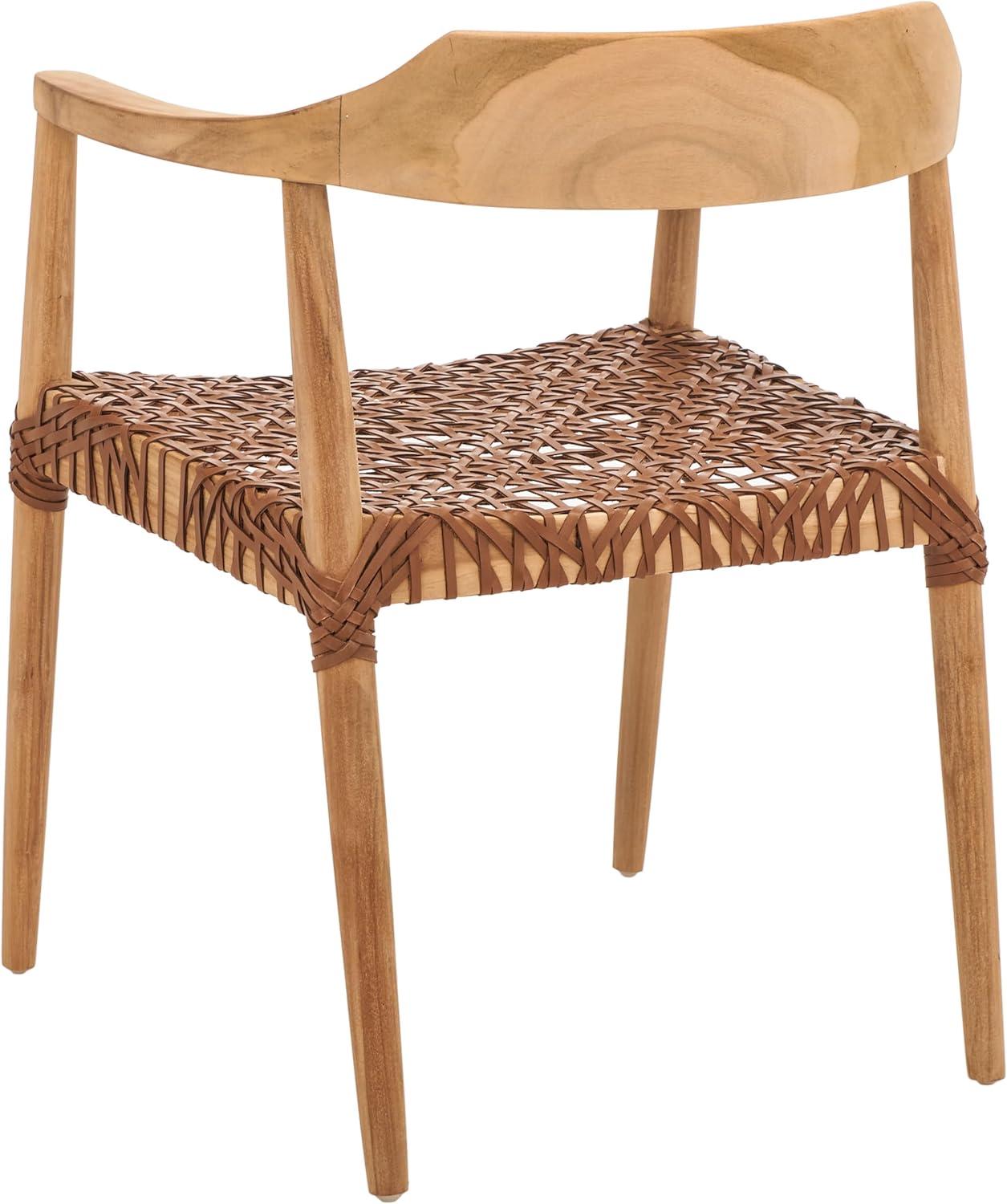 Munro Leather Woven Accent Chair - ACH1005 - Natural/Light Honey - Safavieh
