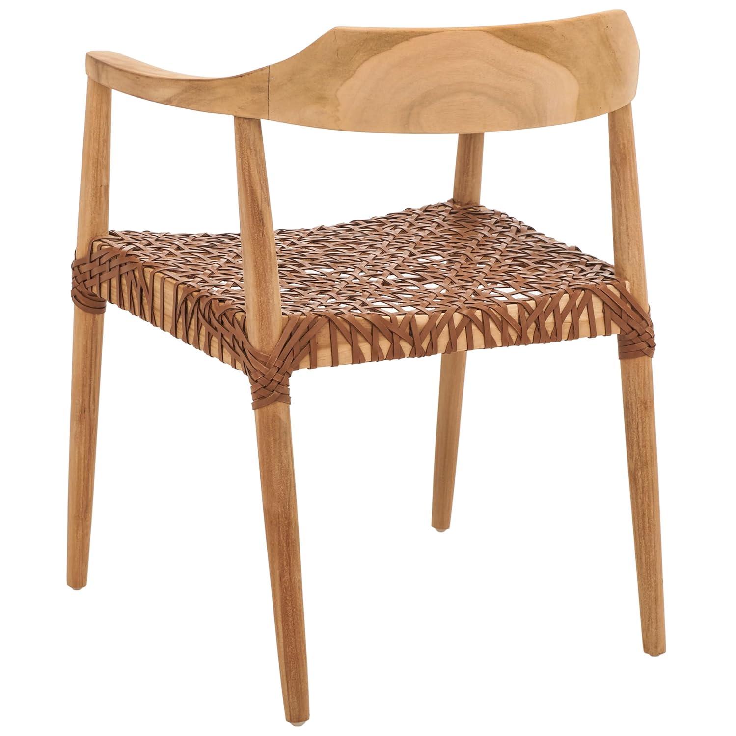 Munro Leather Woven Accent Chair - ACH1005 - Natural/Light Honey - Safavieh