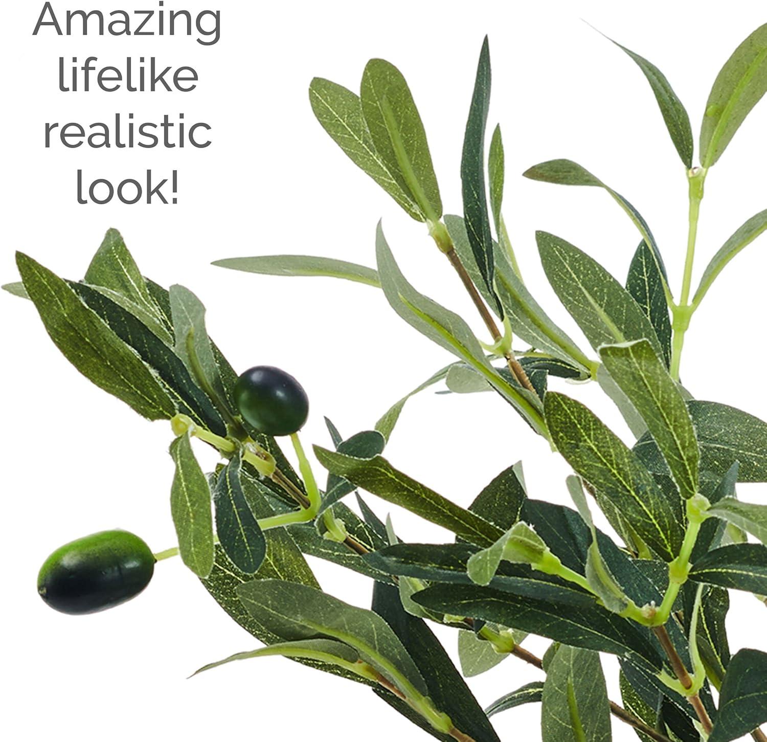 Elements 21.5 in. Artificial Olive Tree Plant in Pot