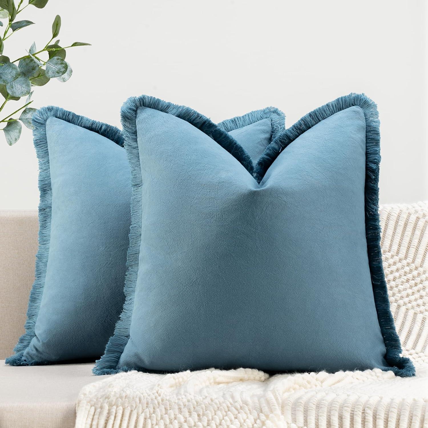 Deconovo Deconovo Pom-poms Velvet Reversible Pillow Cover (Set of 2)