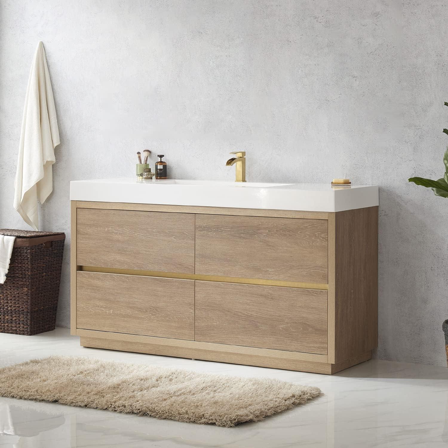 59.8'' Single Bathroom Vanity with Composite Top