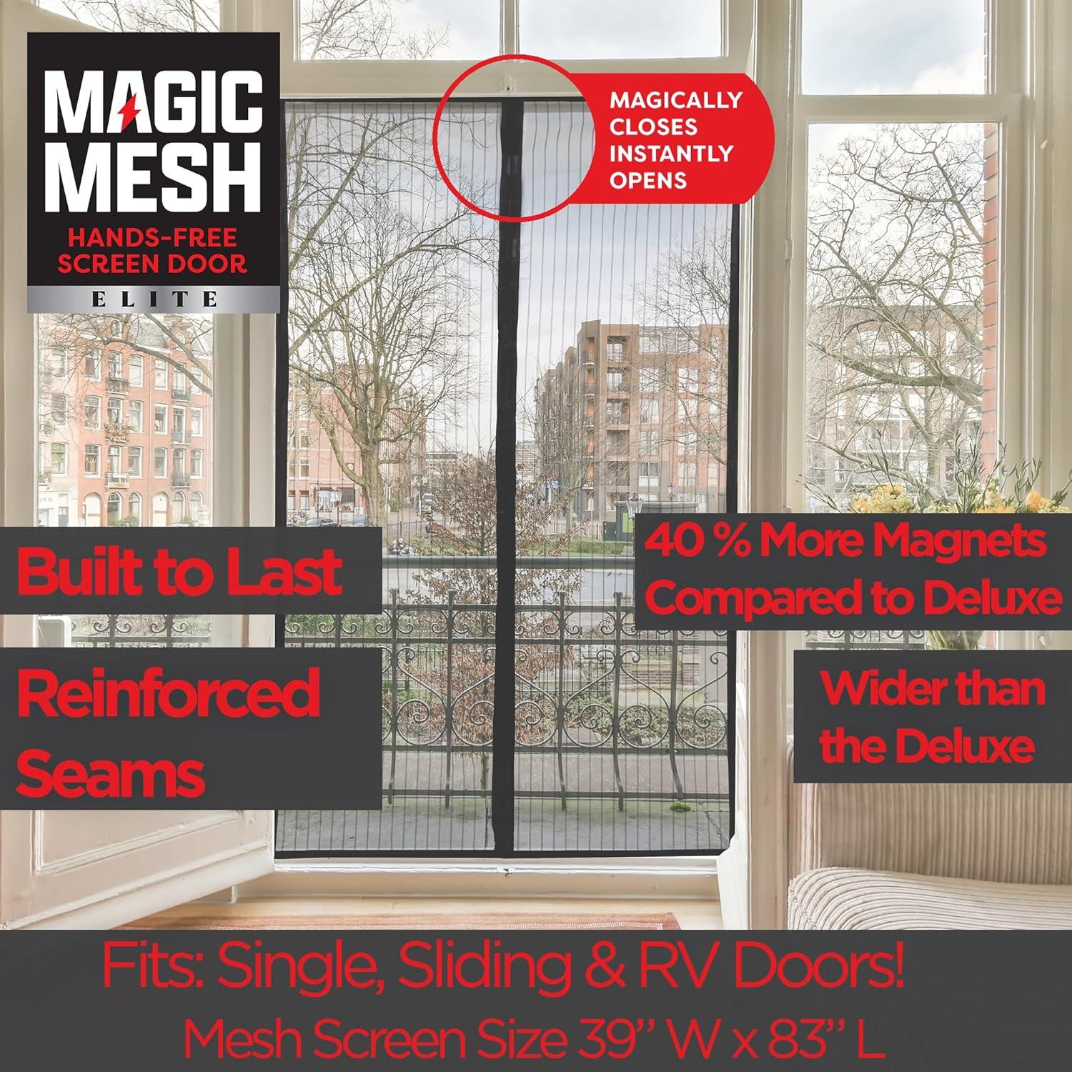 MAGIC MESH Screened Shelters Elite: Magnetic Doorway Screen, Polyester Canopy, Black, Easy Setup, 1 Door