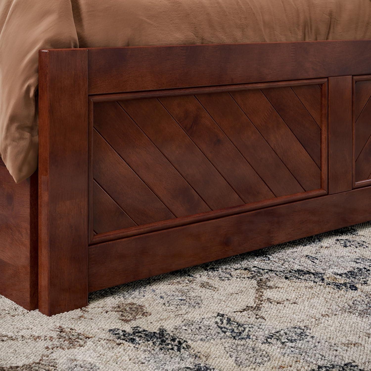 AFI Canyon Walnut Solid Wood Platform Bed with Matching Footboard & Twin Trundle, Full