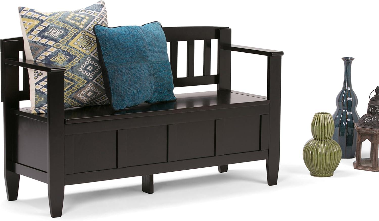 Brooklyn 48" Dark Coffee Brown Solid Wood Entryway Storage Bench