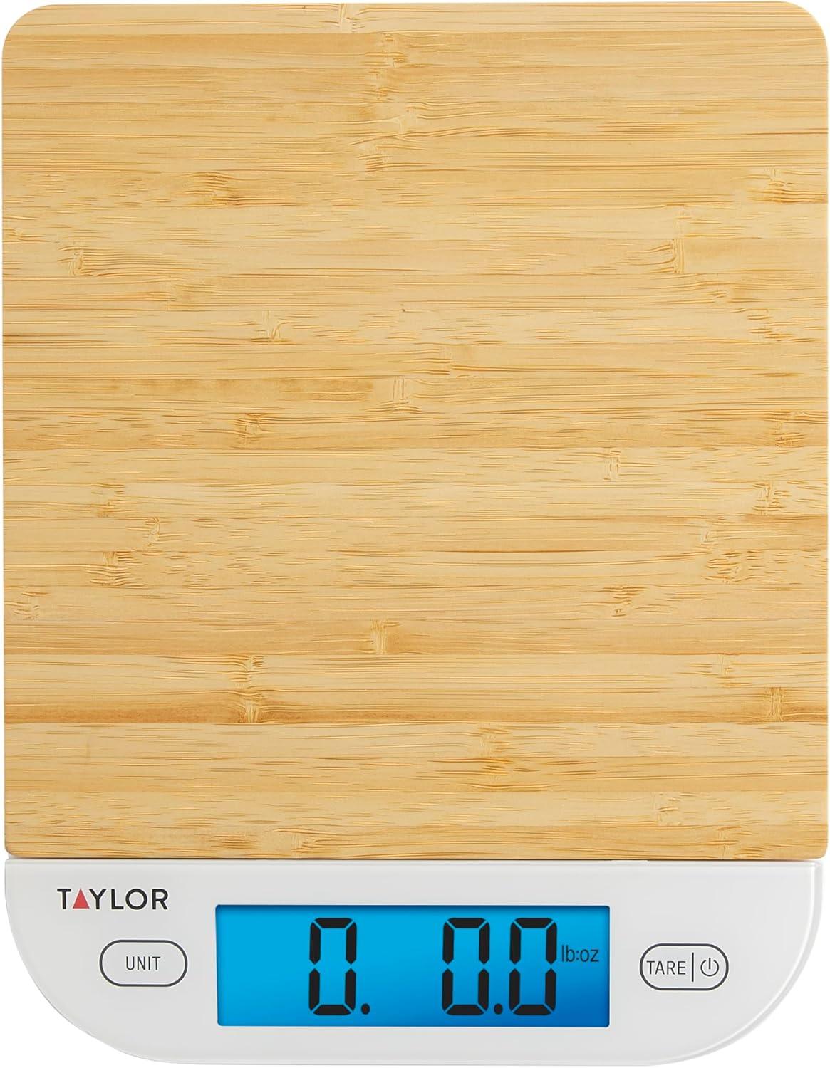 Taylor Digital Kitchen 15lb Food Scale Eco-Friendly Bamboo 