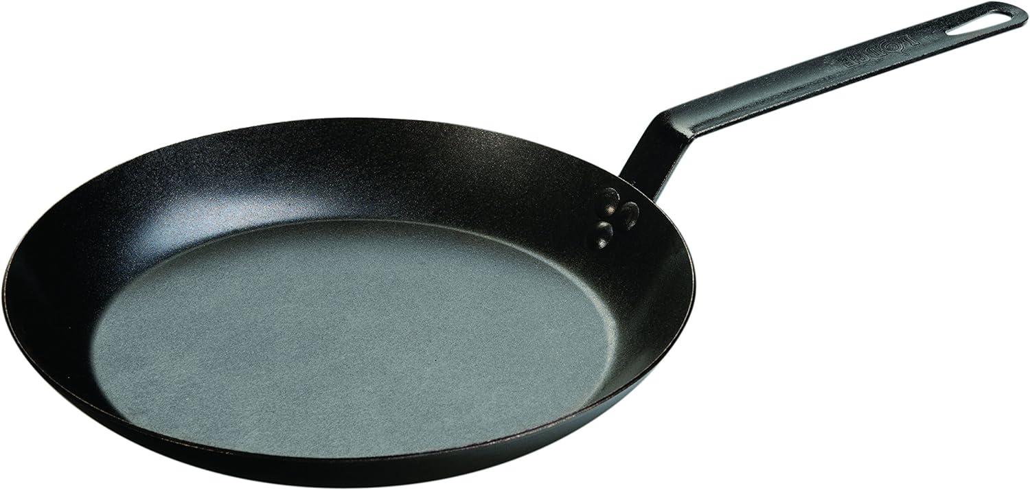 12" Black Carbon Steel Skillet with Orange Silicone Handle