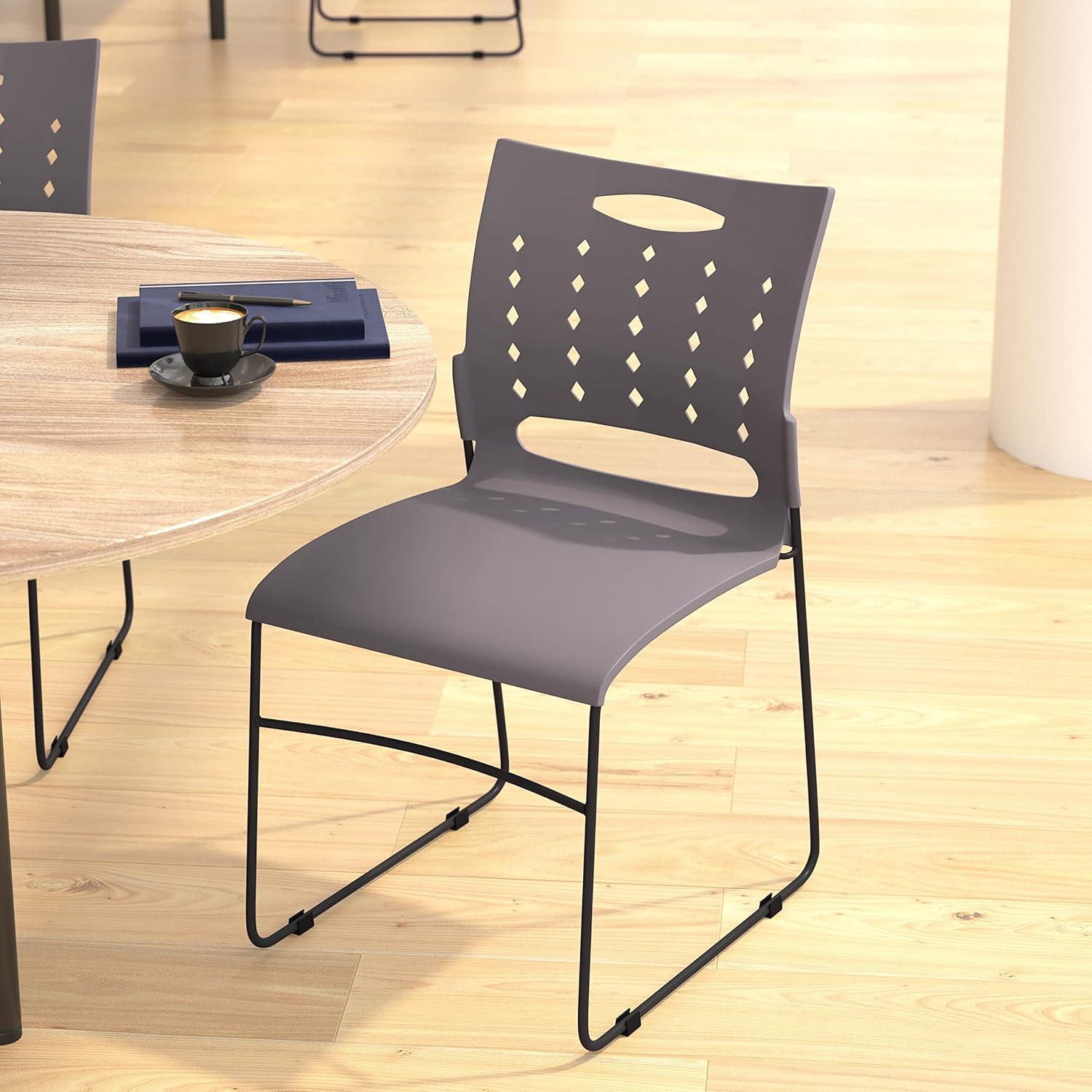 Flash Furniture 881 lb. Capacity Sled Base Stack Chair with Carry Handle and Air-Vent Back