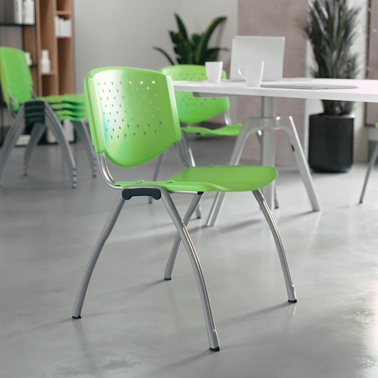 Flash Furniture Memphis 880 lb. Capacity Plastic Stack Chair with Powder Coated Frame