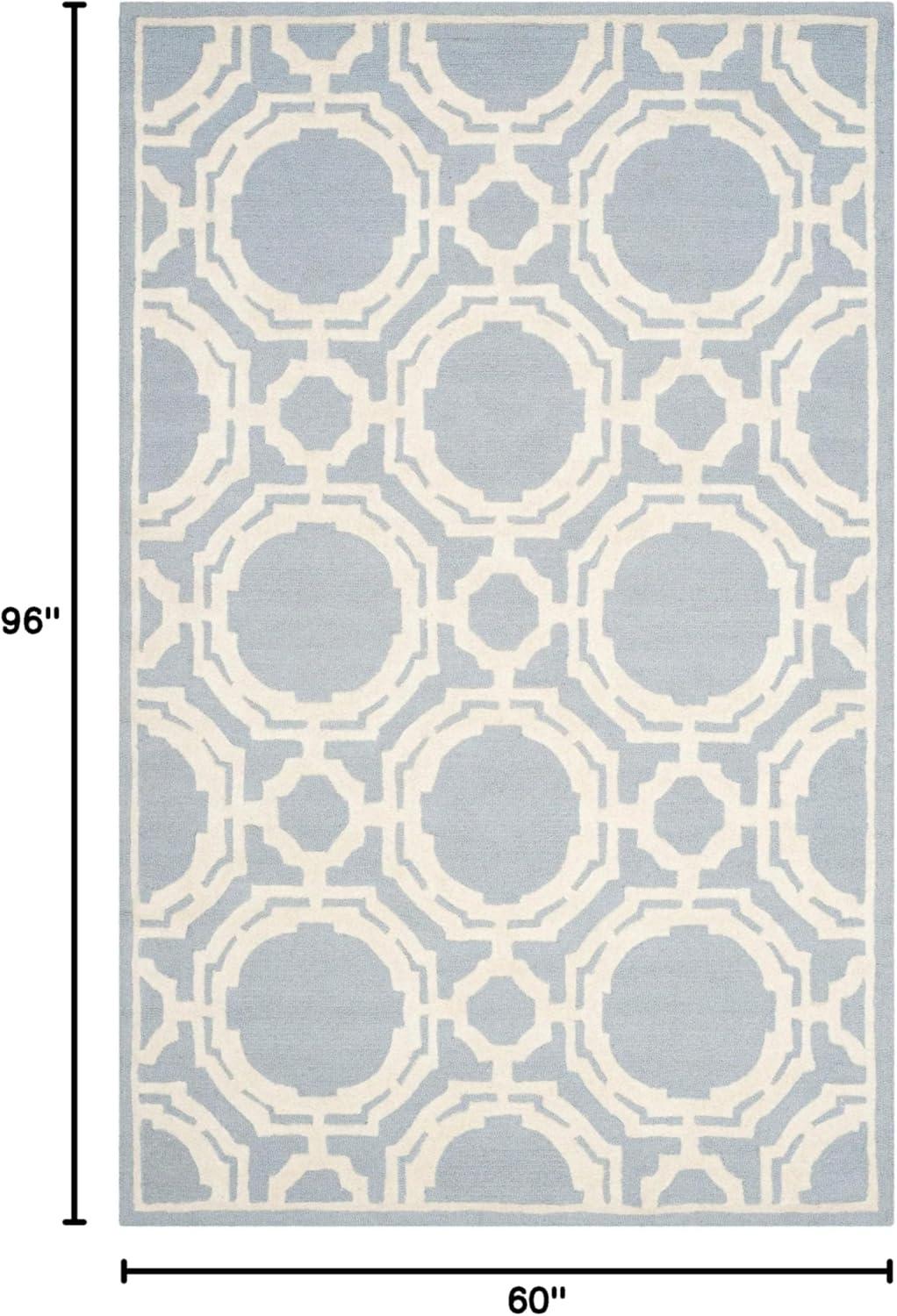 SAFAVIEH Cambridge Jessika Geometric Wool Area Rug, Blue/Ivory, 5' x 8'