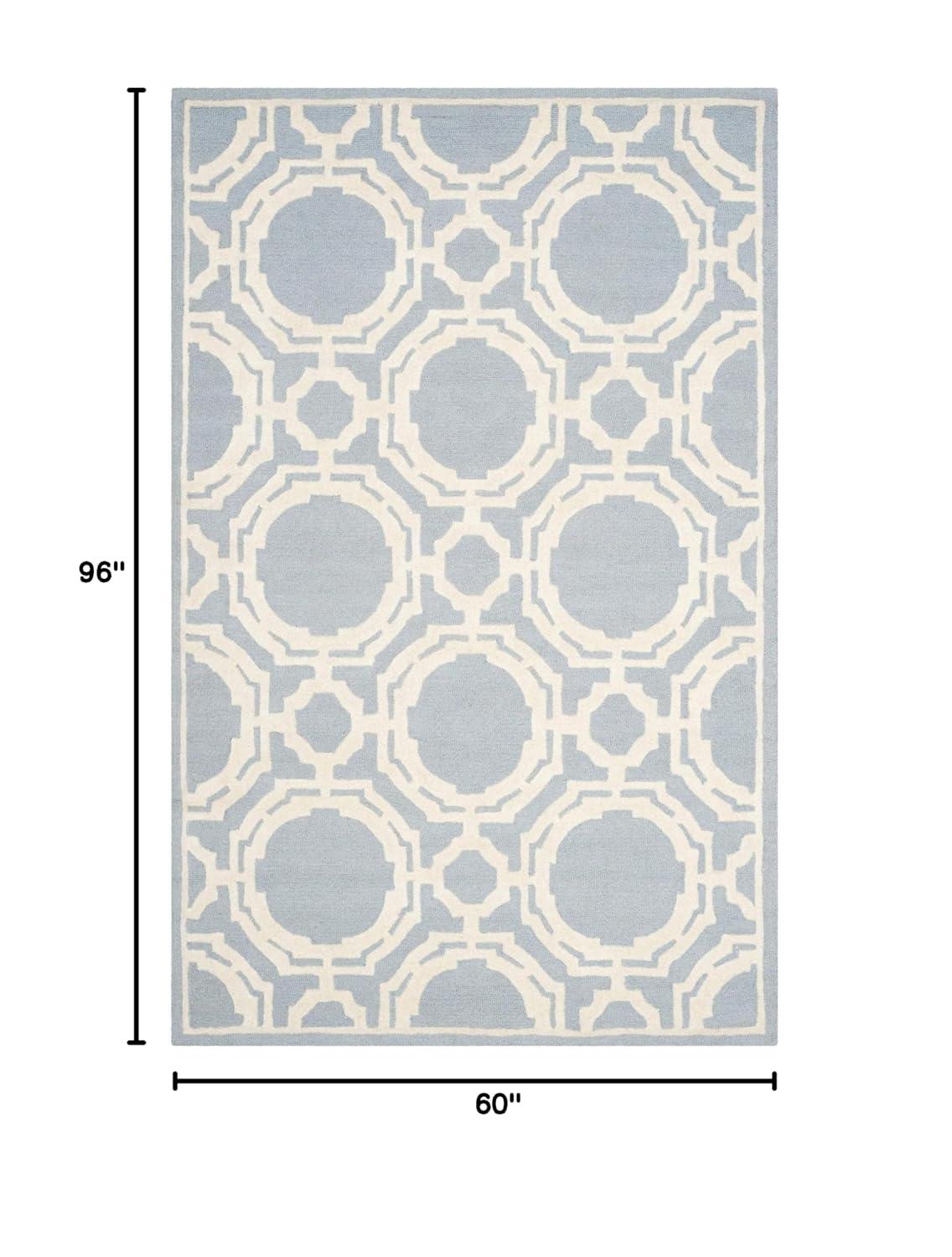 SAFAVIEH Cambridge Jessika Geometric Wool Area Rug, Blue/Ivory, 5' x 8'
