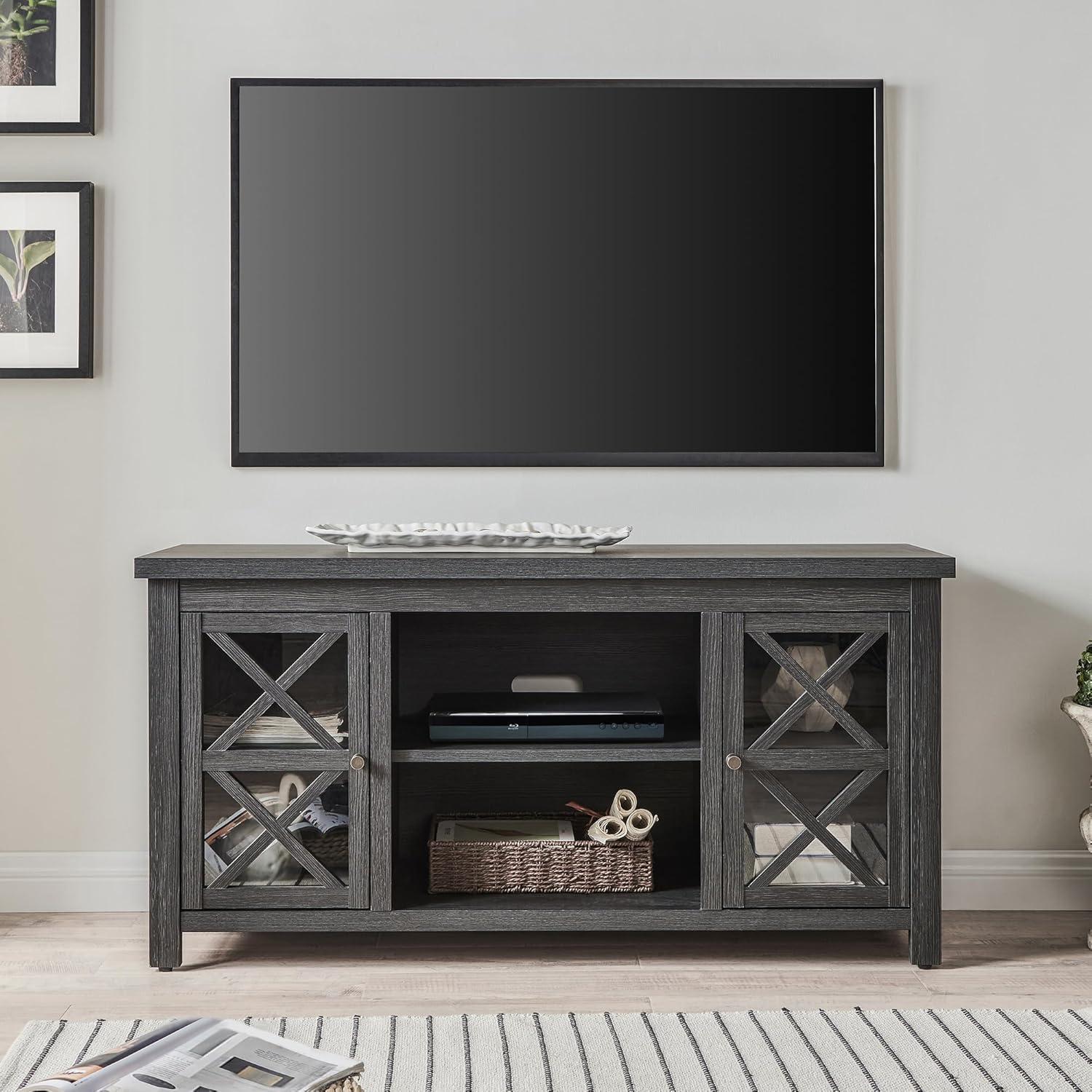 Evelyn&Zoe Colton Rectangular TV Stand for TV's up to 55", Charcoal Gray