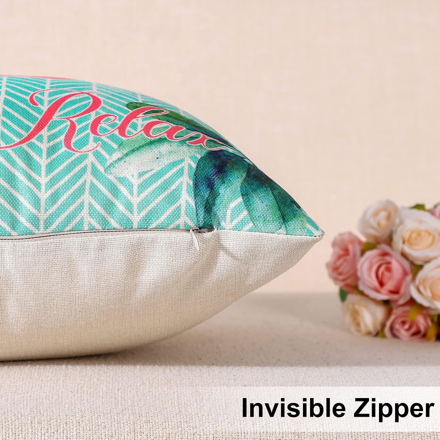 Artscope Set of 4 Waterproof Throw Pillow Covers 18x18 Inches, Pink Roses and Butterfly Pattern Decorative Cushion Covers, Perfect to Outdoor Patio Garden Living Room Sofa Farmhouse Decor