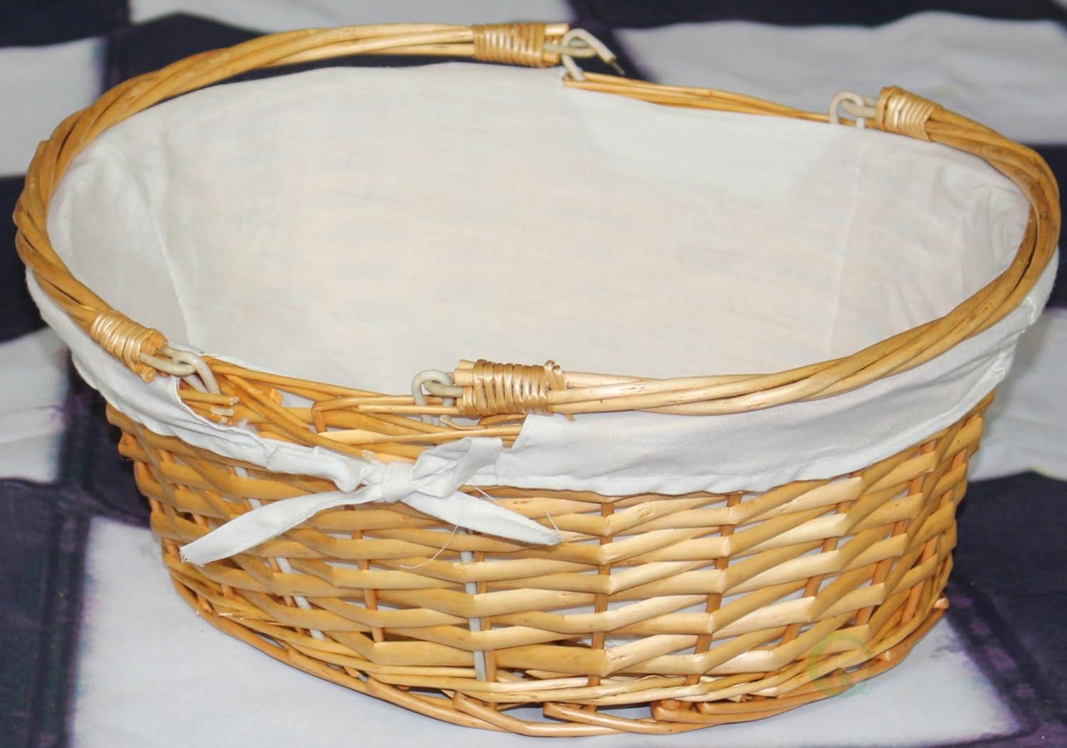 Elegant Oval Wicker Storage Basket with Fabric Lining