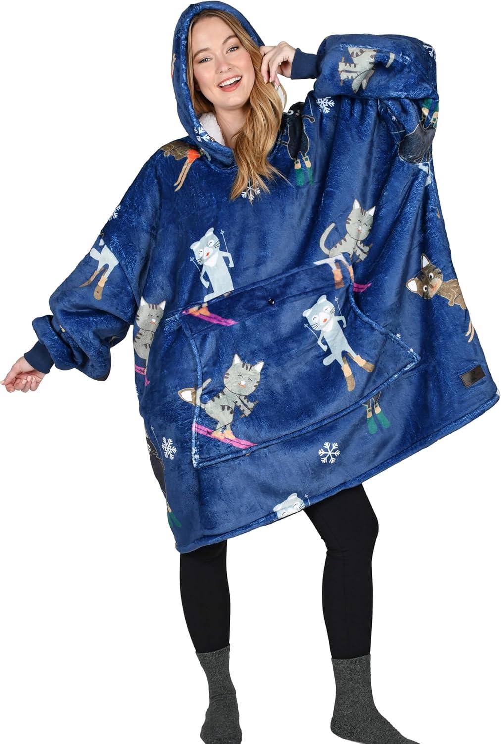 Catalonia Panda Oversized Wearable Warm Blanket Hoodie Sweatshirt Pullover with Pocket for Women,Holiday Gift