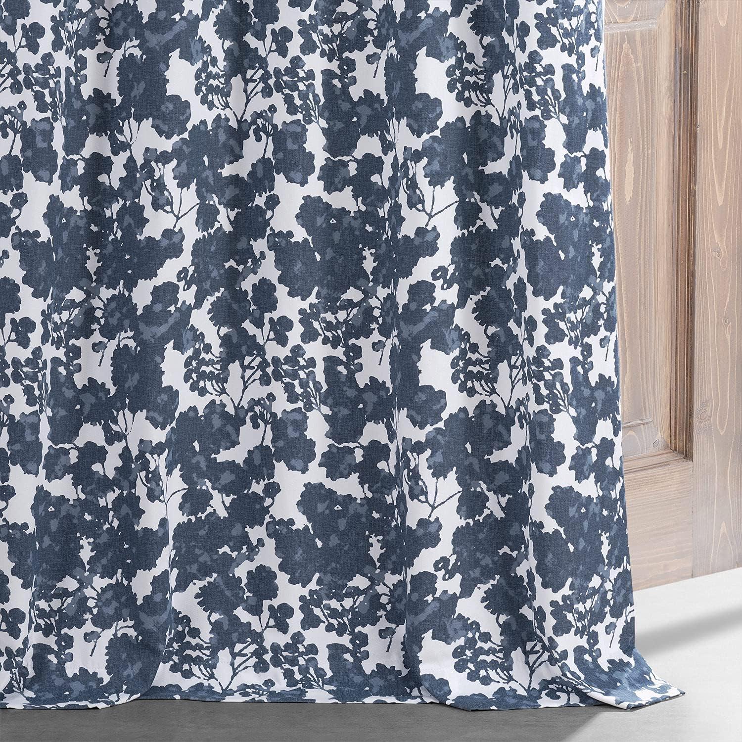 Morico Floral Printed Cotton Hotel Blackout Curtains for Bedroom & Living Room Curtains - Single Panel Drapes