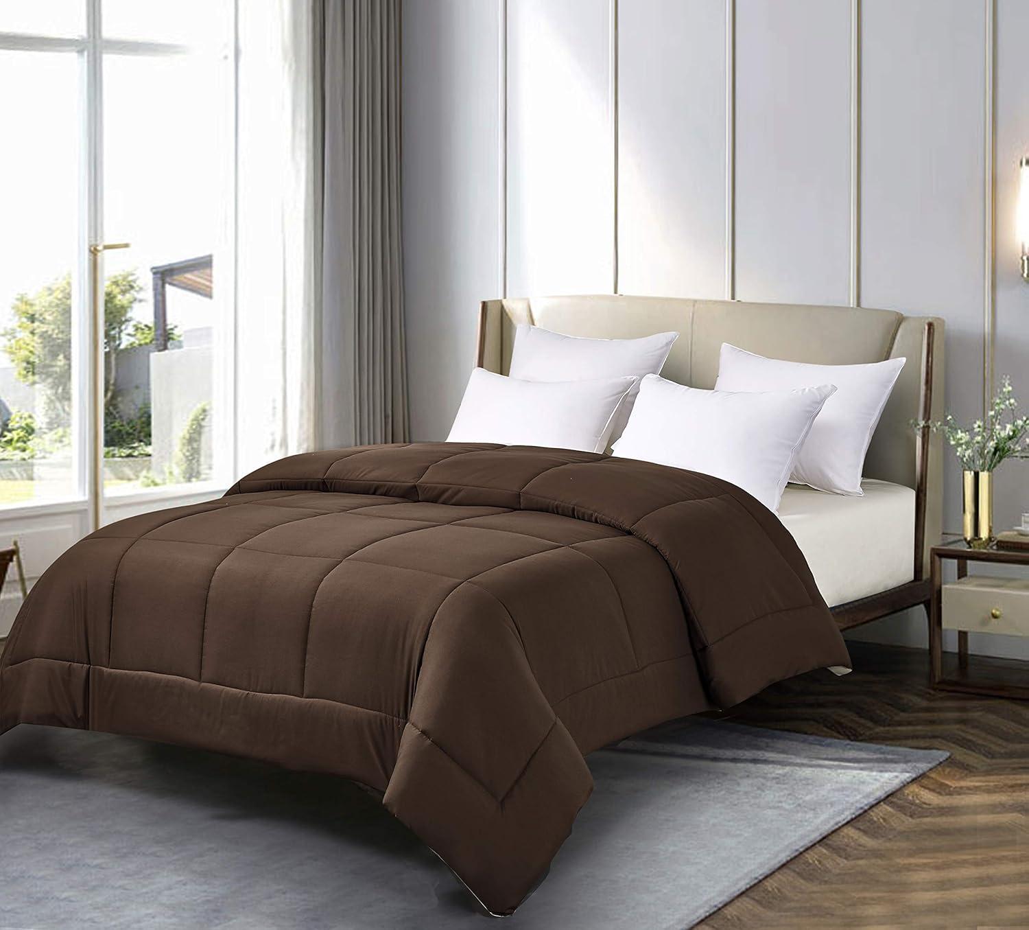 Blue Ridge Home Fashions Micro Fiber Down Alternative Comforter - Twin 68x88" Chocolate to Khaki